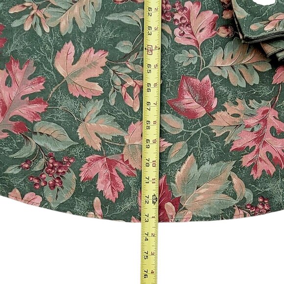 VTG Handmade Autumnal Leaf Print Artisan Oblong Tablecloth and 6 Napkins NEW - Picture 5 of 10